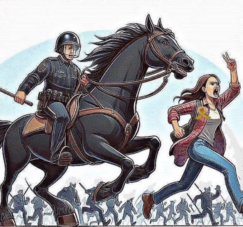 רוץ בן סוסי, אחרי מפגינה. איור AI - שמואל אליעז