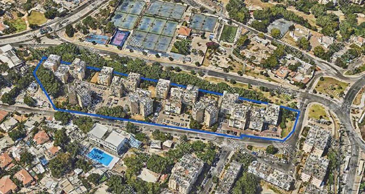 תצלום אוויר של מתחם רובינשטיין-הלר ביפו ד